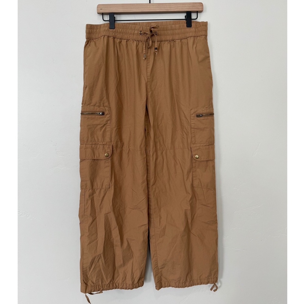 Banana Republic Straight High-Rise Ankle Cargo Pants Camel Tan Cotton Utility M